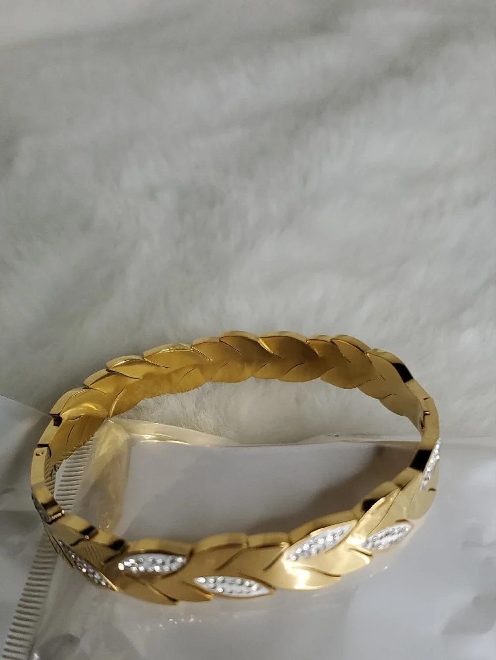 Fashion Jewelry Gold Leaf Crystal Accent Bracelet